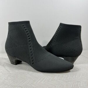 Eileen Fisher‎ Womens 8.5 Sock Boot Gray Purl Stretch Knit Ankle Bootie Recycle